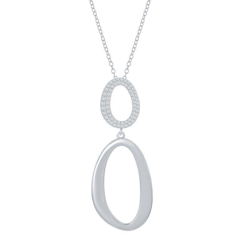 Sterling Silver Cubic Zirconia Double Oval Necklace, Womens Product Image