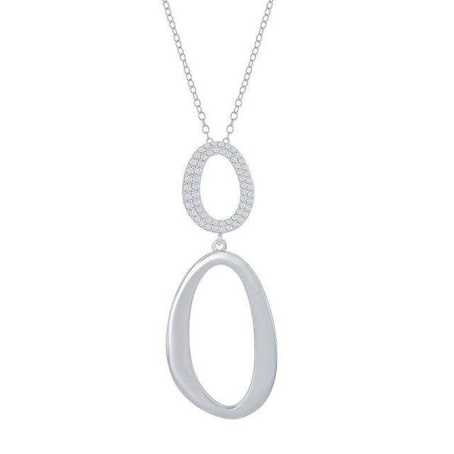 Sterling Silver Cubic Zirconia Double Oval Necklace, Womens White Product Image