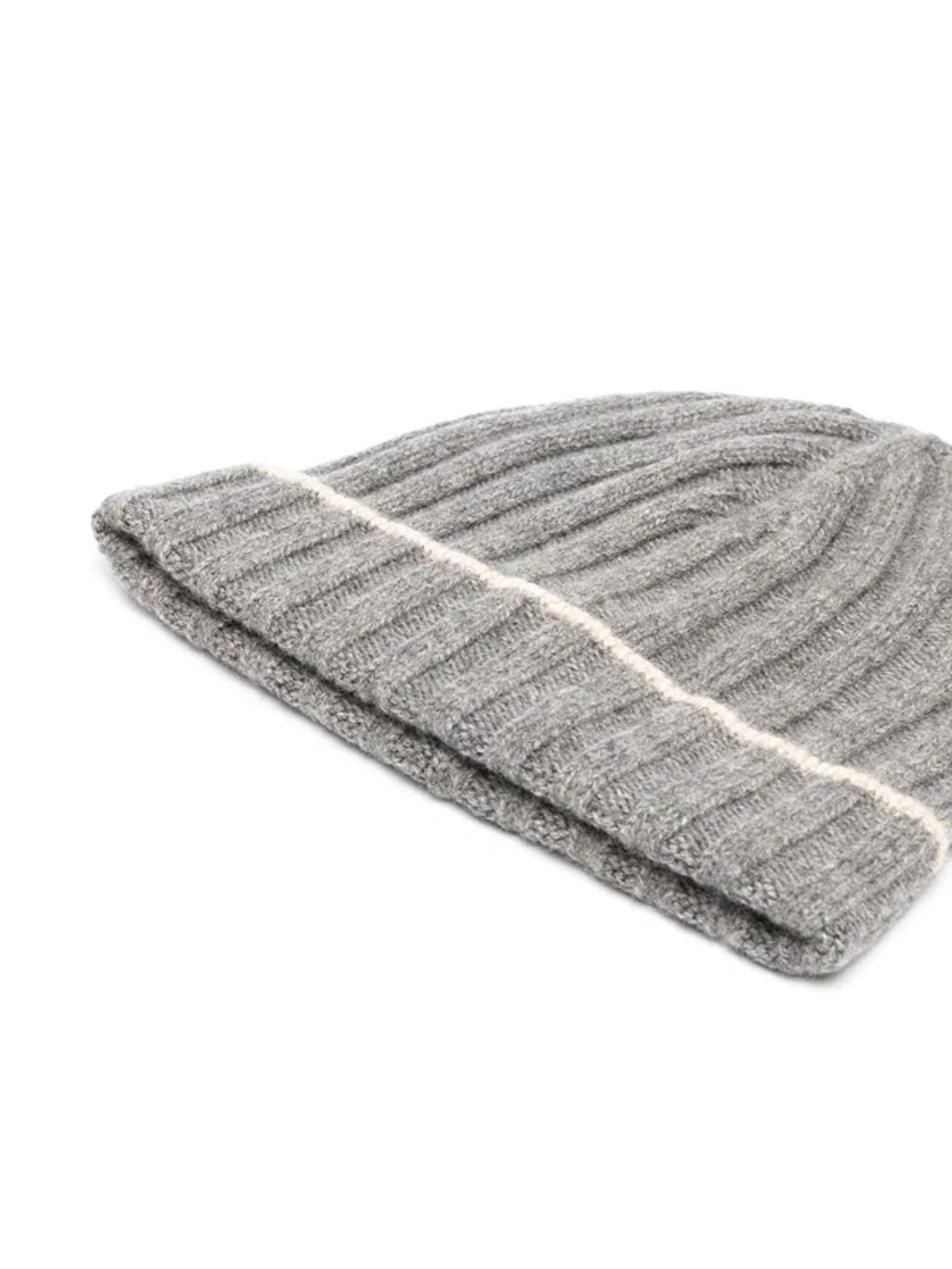 Cashmere Two-tone Beanie In Grey Product Image