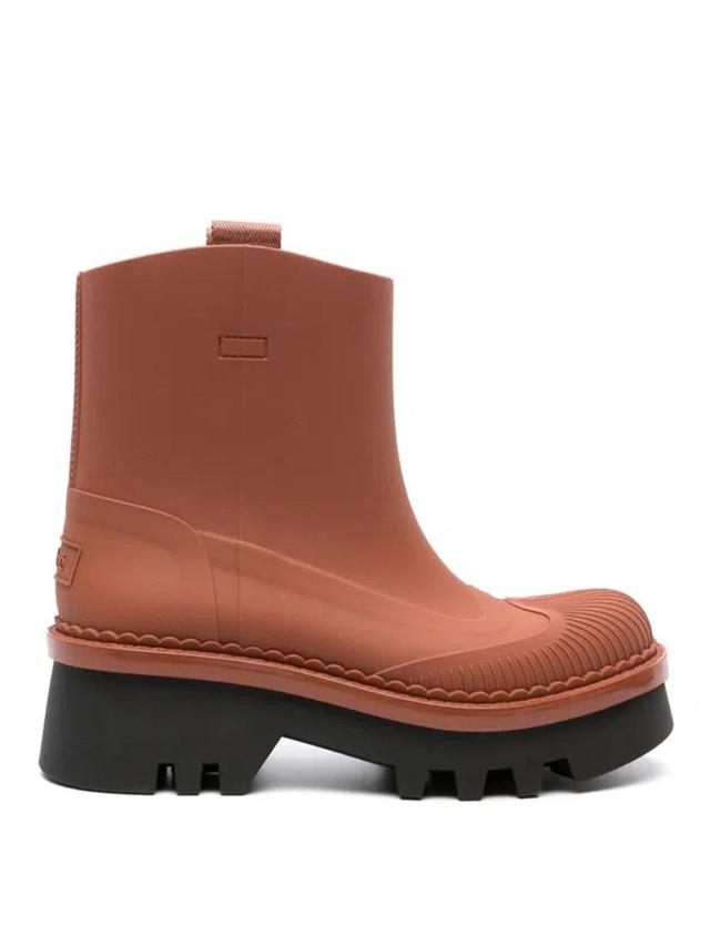 Raina Rain Boots In Leather Brown Product Image