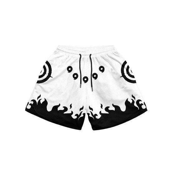 Flame Geometric Print Drawstring Mesh Shorts Product Image