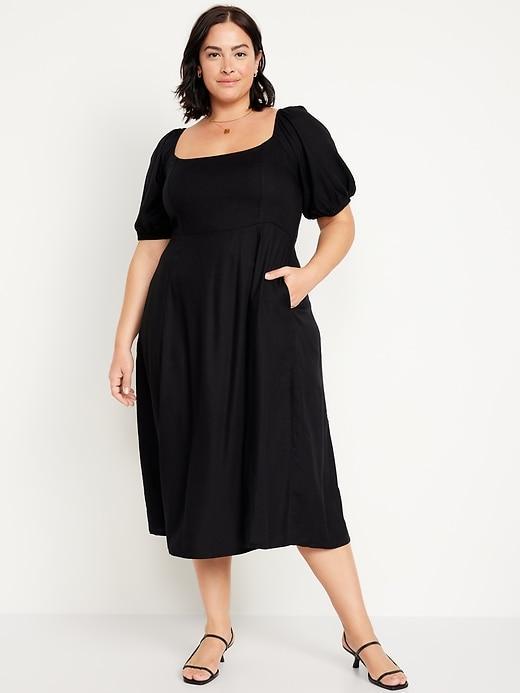 Fit & Flare Crepe Midi Dress Product Image