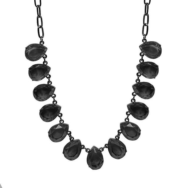 Emberly Hematite Black Crystals Large Statement Necklace, Womens, Gray Product Image