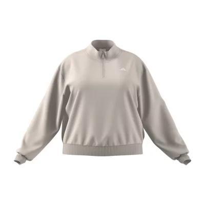 adidas French Terry Logo Quarter Zip Pullover (Plus Size) Product Image