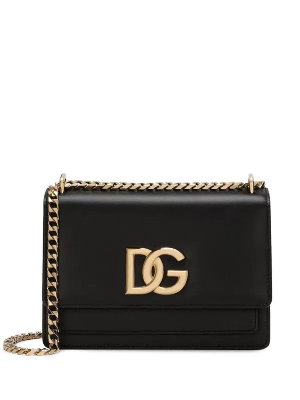 3.5 Shoulder Bag In Calfskin Leather With Front Dg Logo In Black Product Image