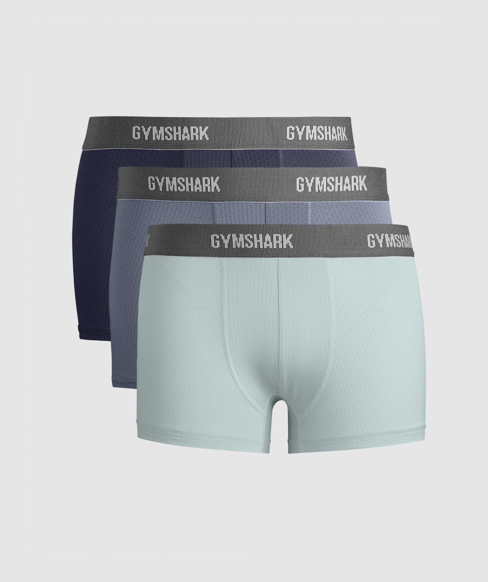 Gymshark Sports Tech Boxer 3PK - Cool Blue/Iron Blue/Heavy Blue Male Product Image