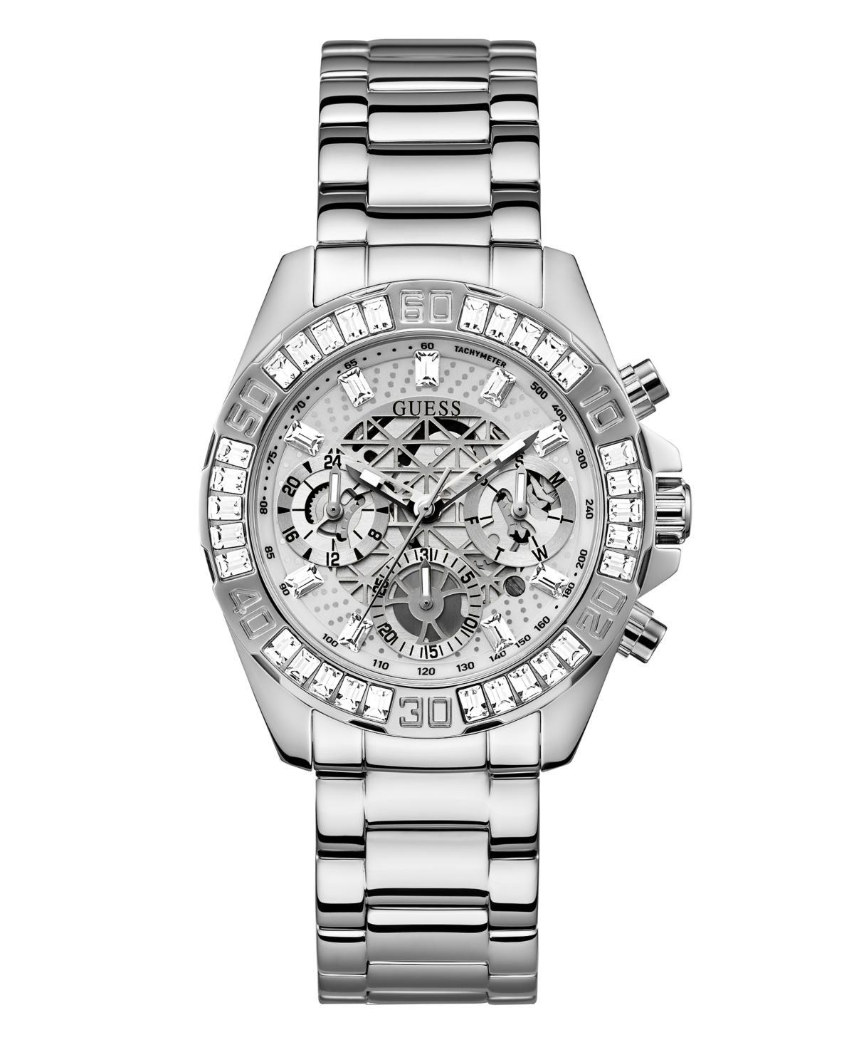 Guess Womens Silver-Tone Glitz Stainless Steel Multi-Function Bracelet Watch 40mm - Silver-Tone Product Image