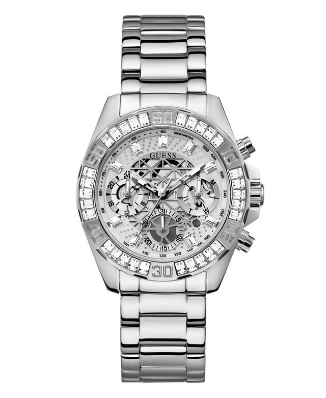 Guess Womens Silver-Tone Glitz Stainless Steel Multi-Function Bracelet Watch 40mm - Silver-Tone Product Image