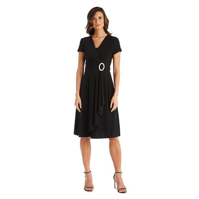 R&M Richards Short-Sleeve Faux-Wrap Dress Product Image