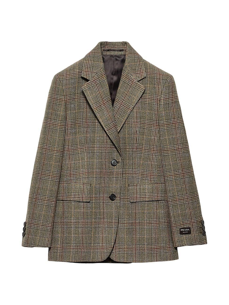 Womens Single Breasted Prince of Wales Checked Jacket Product Image