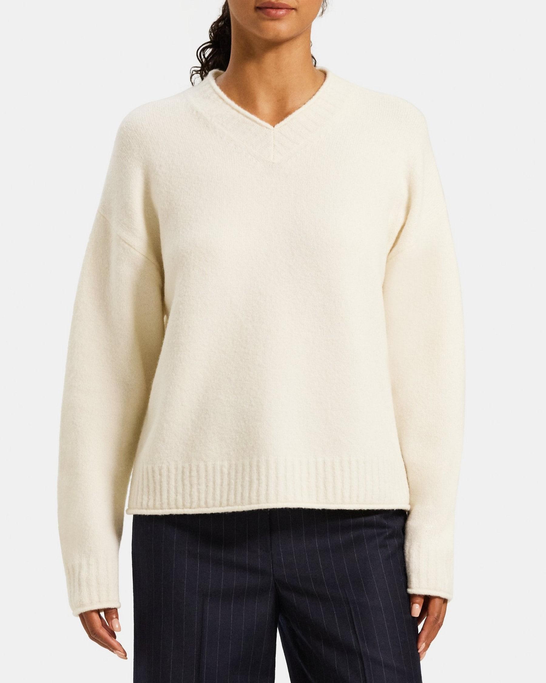 High V-Neck Sweater in Wool-Blend Product Image