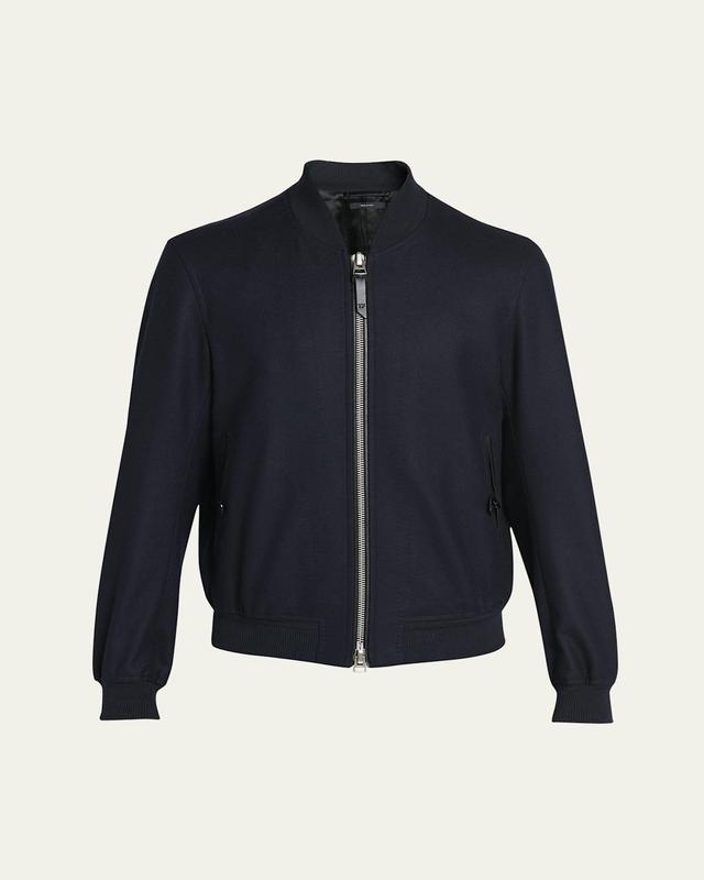 Mens Wool Felted Full-Zip Bomber Jacket Product Image