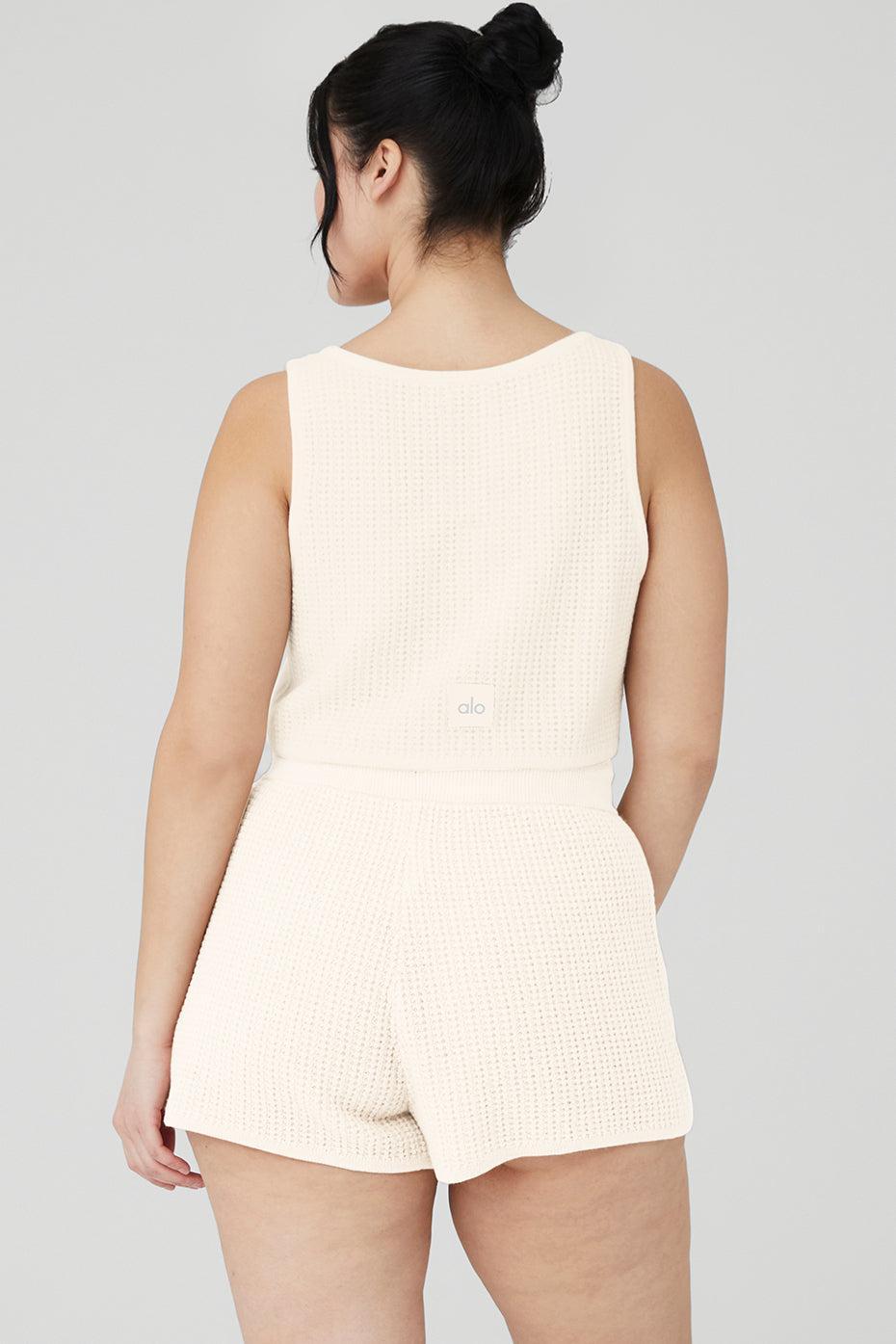 Cashmere Plush Waffle Cropped Tank - Ivory Female Product Image