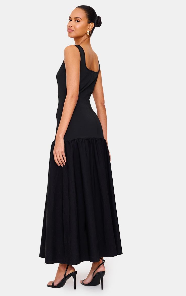 Black Woven Drop Waist Midaxi Dress Product Image