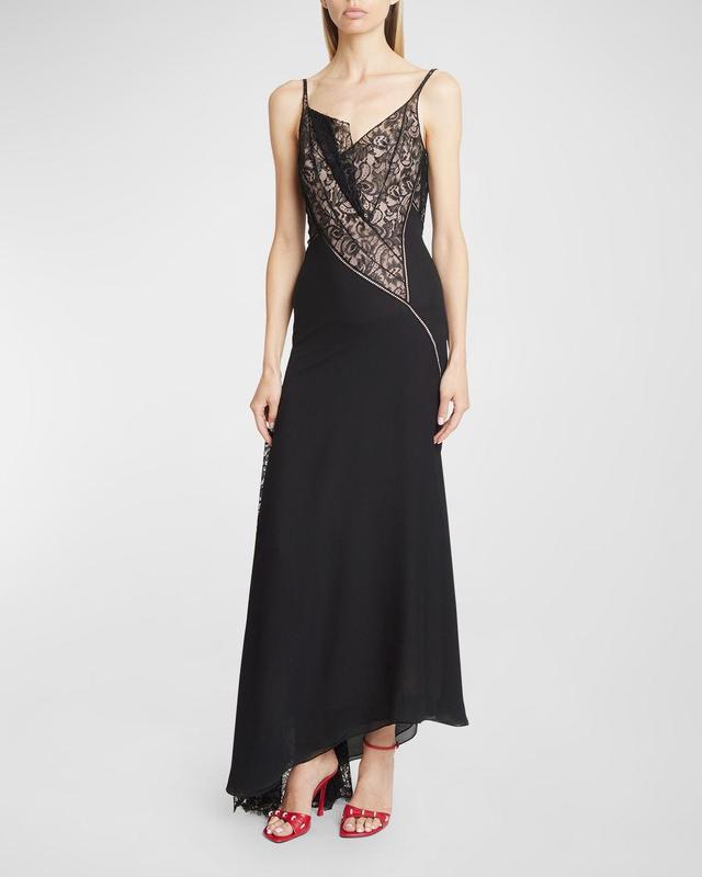 Asymmetric Cowl Gown with Lace Detail Product Image