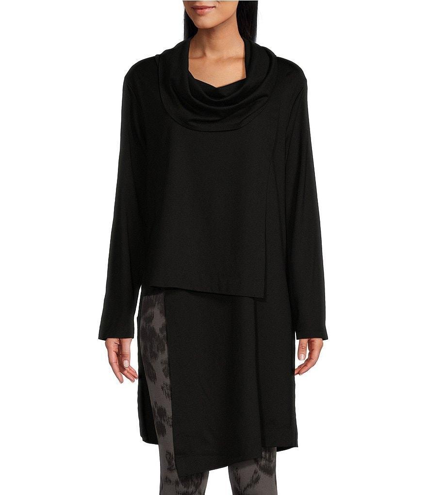 Bryn Walker Pita Modal Ponte Cowl Neck Long Sleeve Asymmetrical Front Peak Tunic Product Image