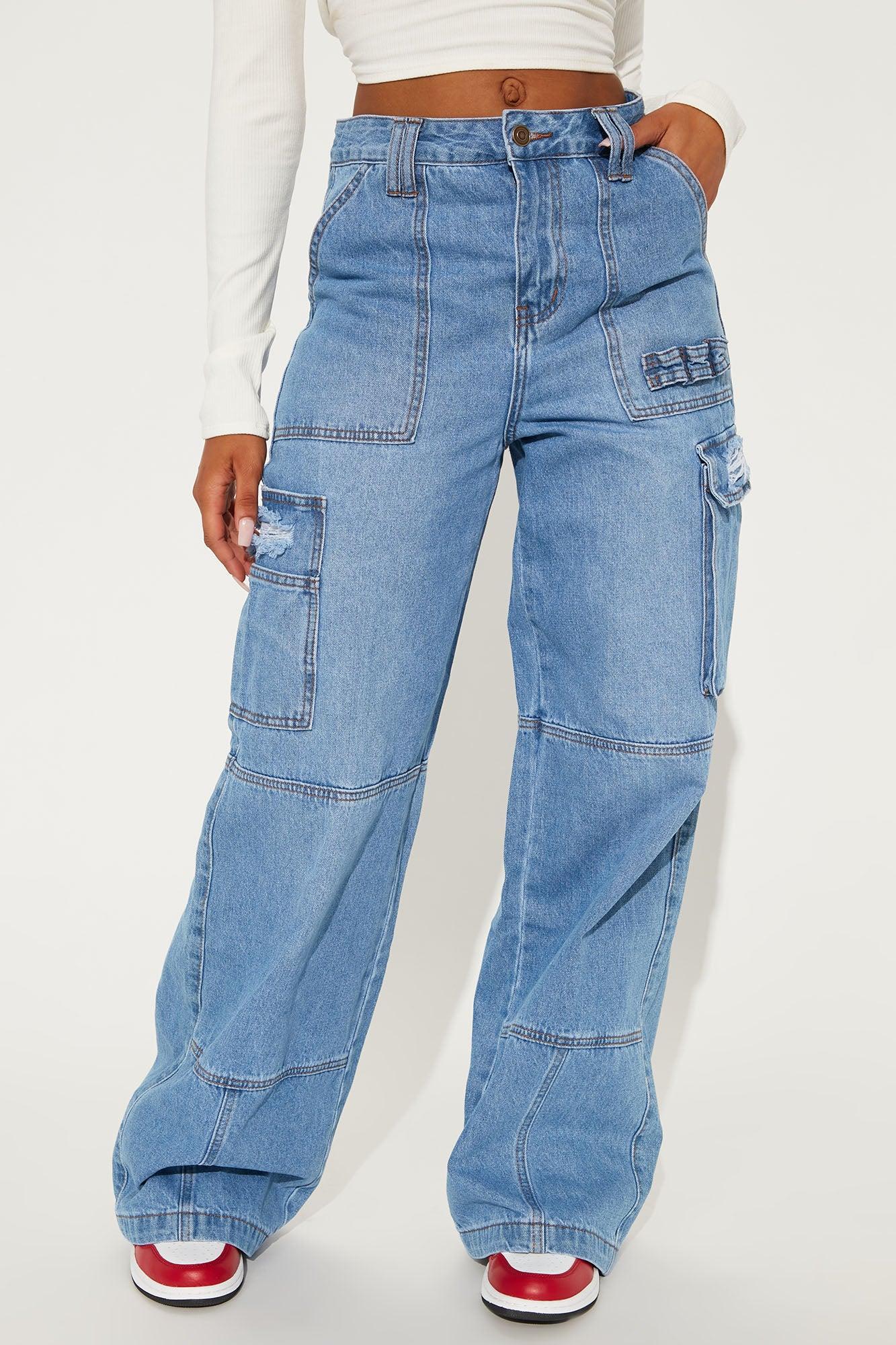 Ready Or Not Cargo Jeans - Light Blue Wash Product Image