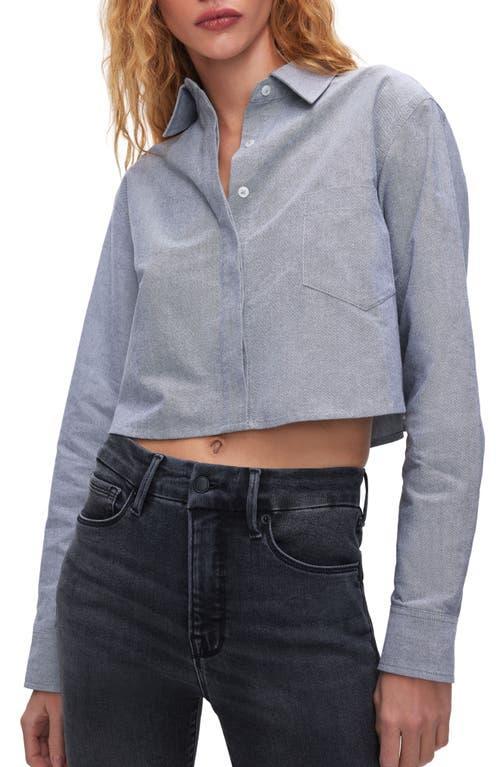 Womens Cotton Cropped Shirt | Grey, Size XS | Good American by Khlo Kardashian Product Image