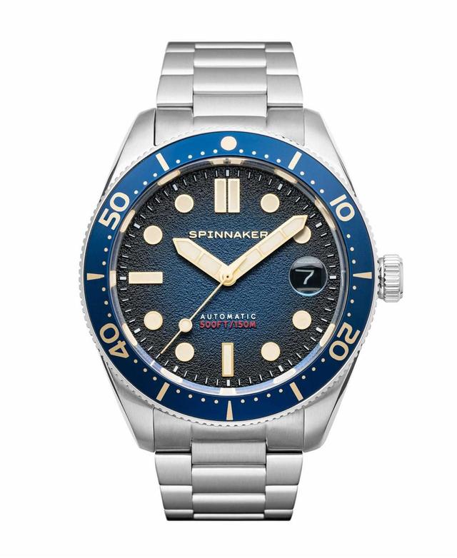 Spinnaker Mens Croft Mid-Size Automatic Regiment Blue with Silver-Tone Solid Stainless Steel Bracelet Watch 40mm - Regiment Blue with Silver-Tone Sol Product Image