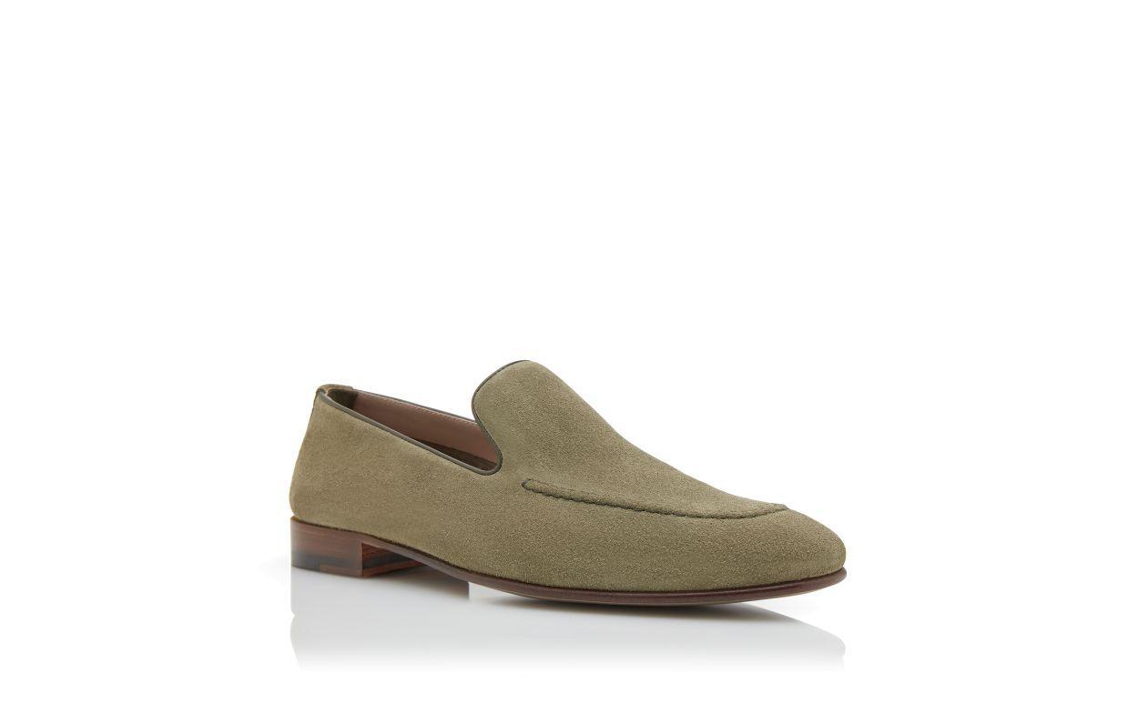 TRURO Khaki Suede Loafers  Product Image