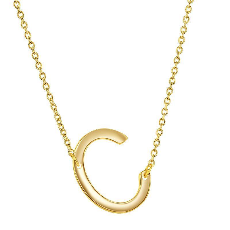 Sterling Silver Sideways Initial Necklace, Womens Yellow Product Image