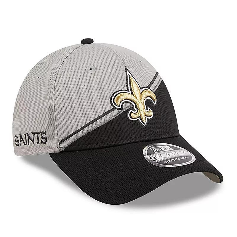 Mens New Era Gray/Black New Orleans Saints 2023 Sideline 9FORTY Adjustable Hat Product Image