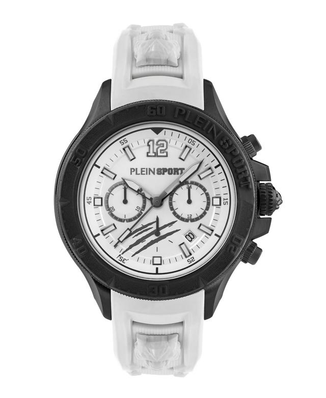 Plein Sport Mens Warrior Tech Chronograph Date Quartz White Silicone 47.5MM - White Product Image