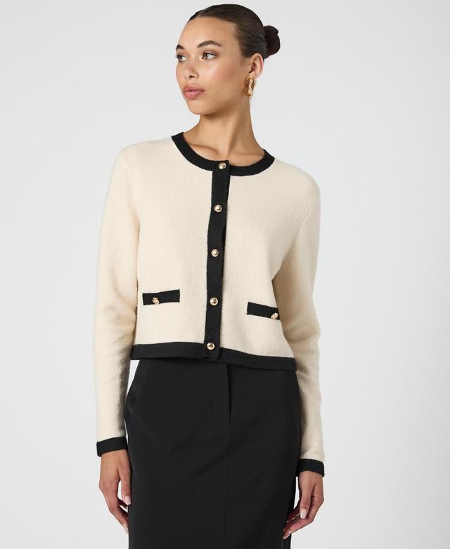 French Connection Womens Vhari Contrast-Trim Button-Up Cardigan Sweater Product Image