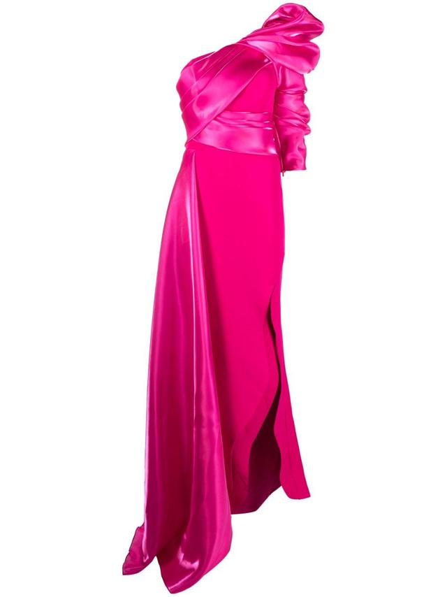 asymmetric draped one-shoulder gown Product Image