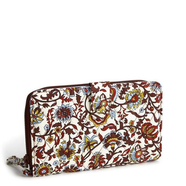 Vera Bradley Large Tab Wallet Women in Marrakesh Vines Cream Brown/White Product Image