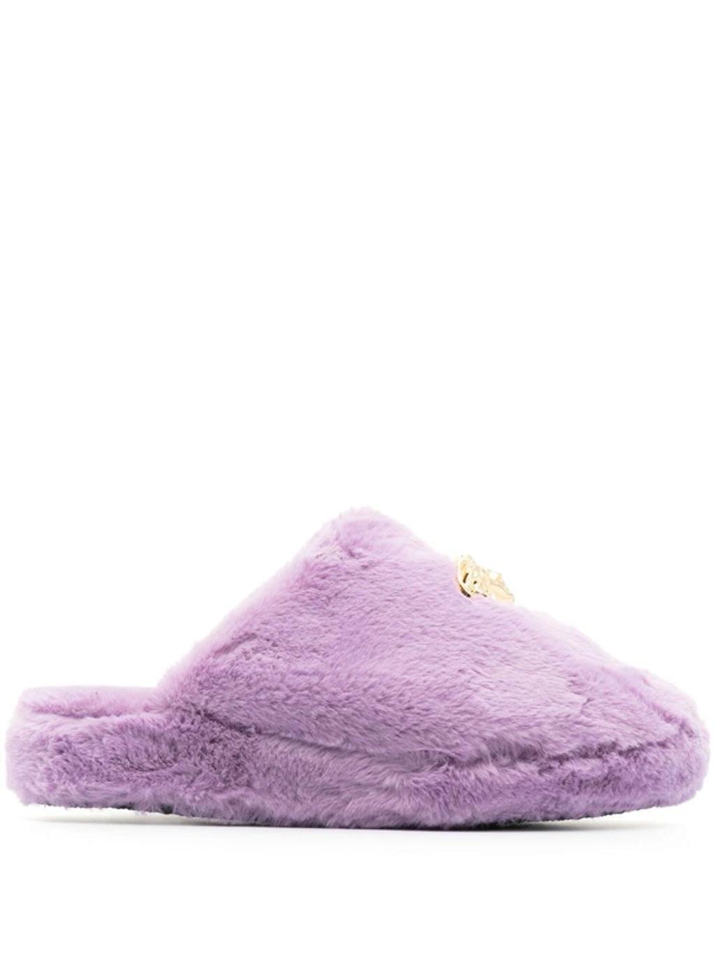 Purple La Medusa Faux Fur Slippers In Standard Product Image