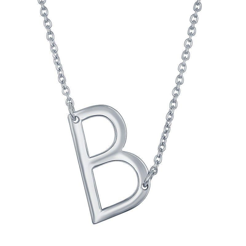 Sterling Silver Sideways Initial Necklace, Womens Sterling J Product Image