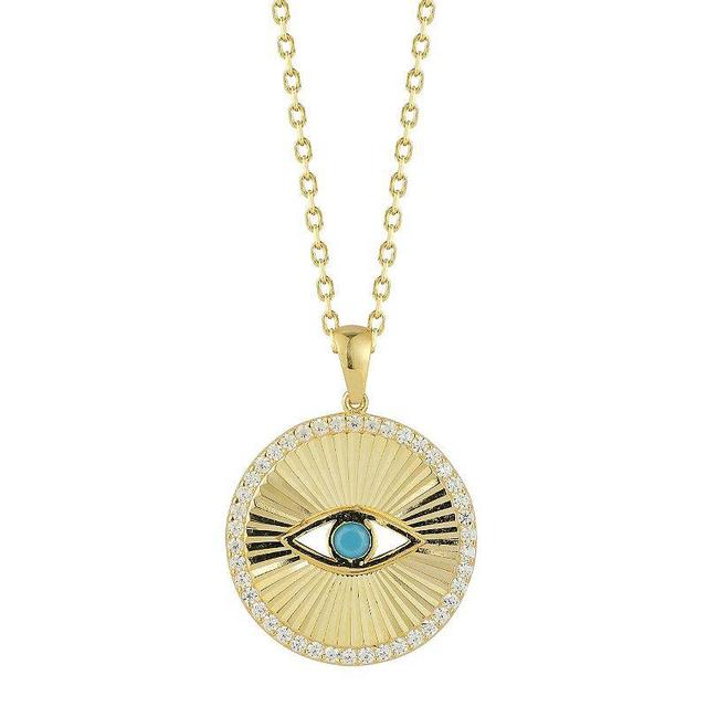 Sunkissed Sterling Cubic Zirconia & Synthetic Turquoise Eye Pendant Necklace, Womens Yellow Product Image