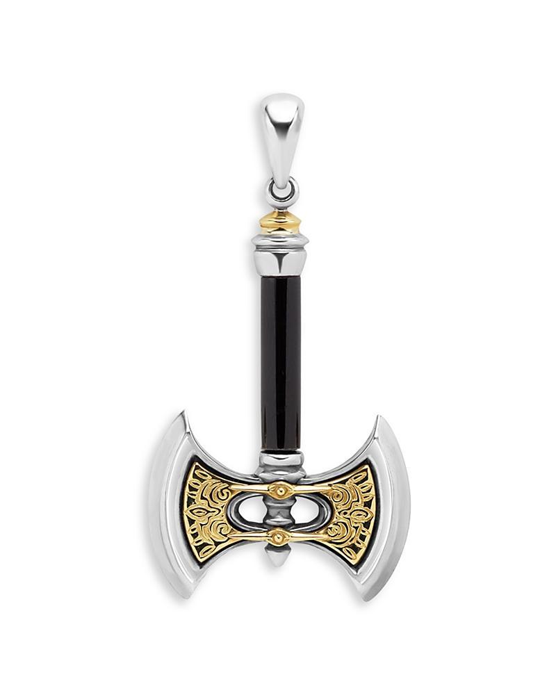 Lagos Mens 18K Yellow Gold & Sterling Silver Anthem Black Agate Battle Axe Pendant - Exclusive Product Image