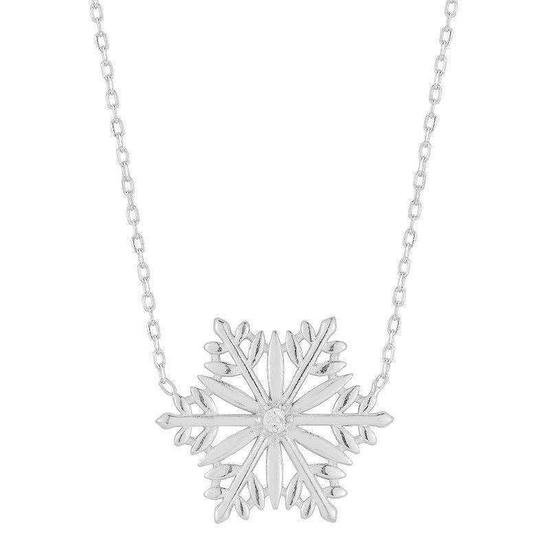 Sunkissed Sterling Cubic Zirconia Snowflake Pendant Necklace, Womens, Silver Product Image