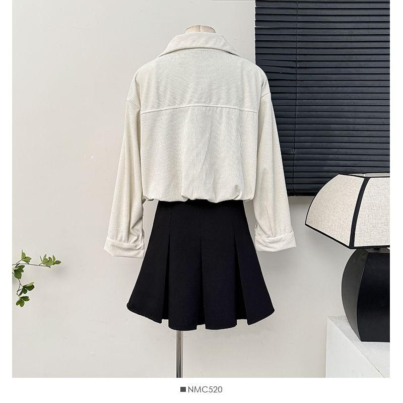 Overfit Mock Two-Piece Crop Blouse Product Image