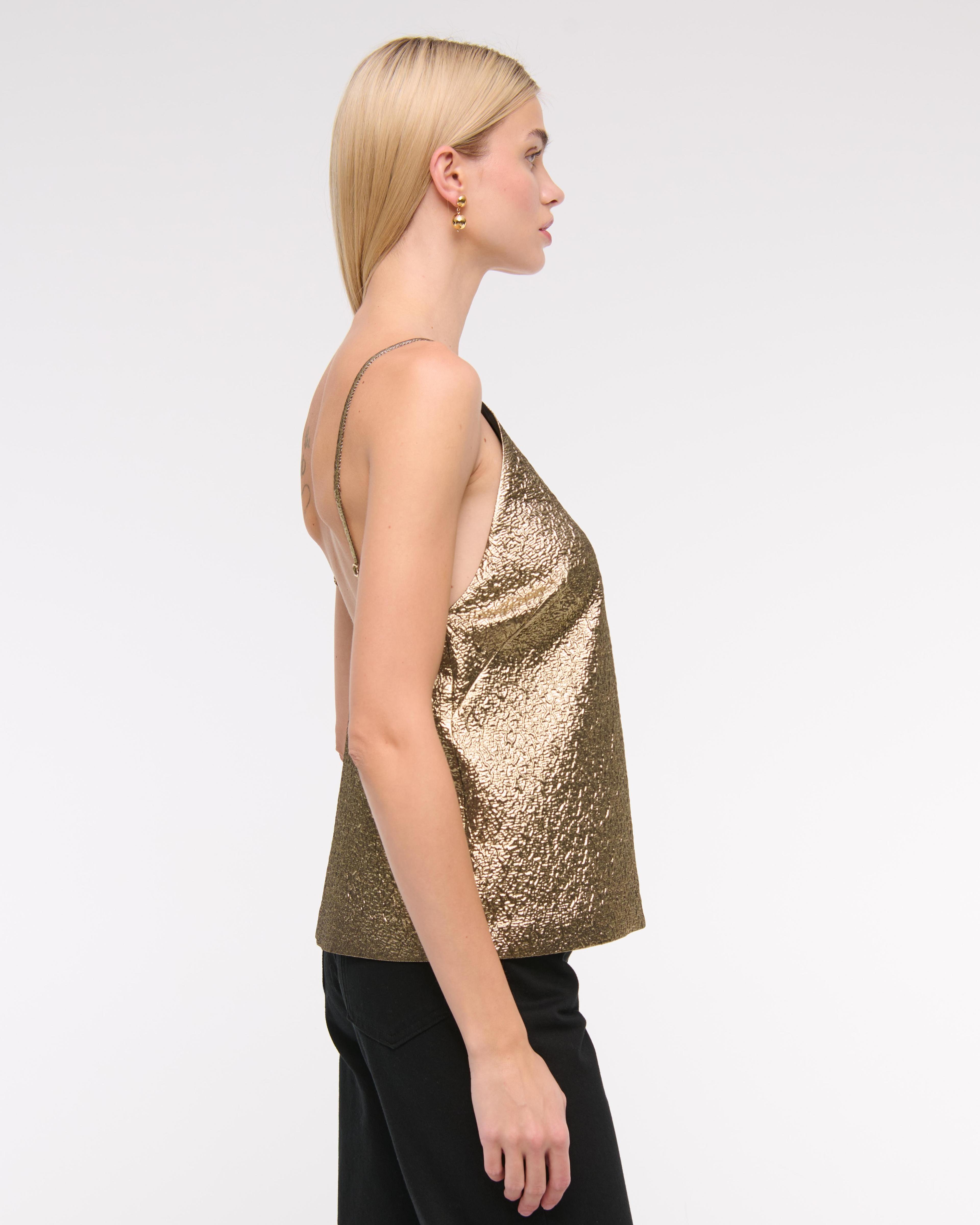 High-Neck Metallic Long-Length Top Product Image