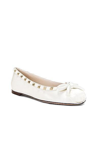 Valentino Garavani Rockstud Ballerina Flat in Ivory Product Image