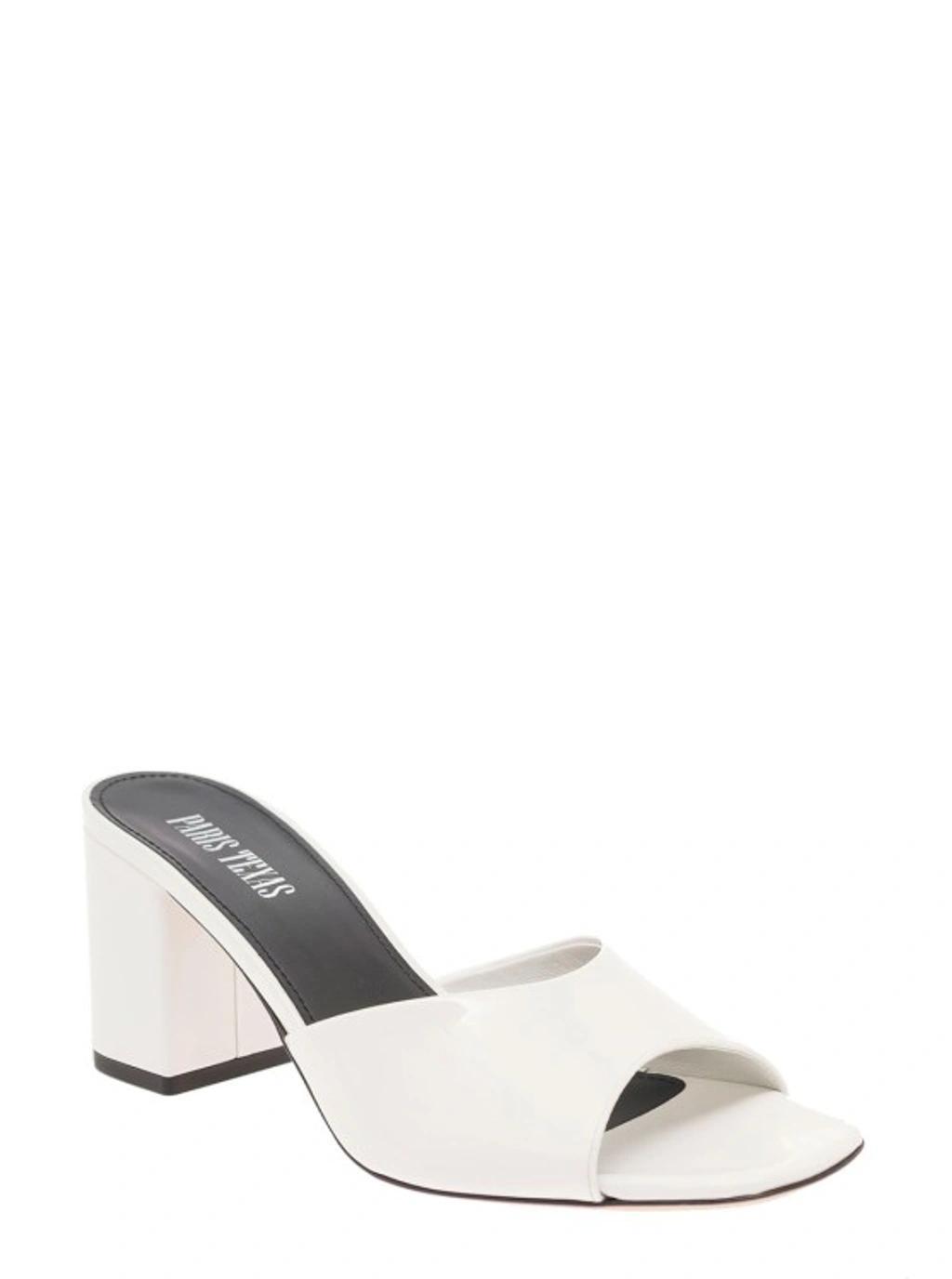 'anja' White Mules With Block Heel In Patent Leather Woman In Neutrals Product Image