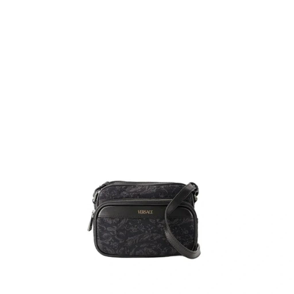 VERSACE Small Jacquard Canvas Crossbody Bag In Black Product Image