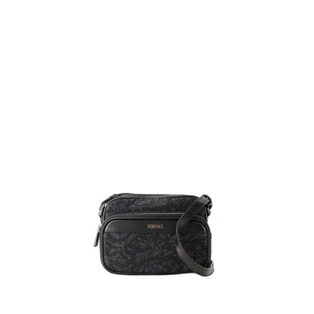 VERSACE Small Jacquard Canvas Crossbody Bag In Black Product Image