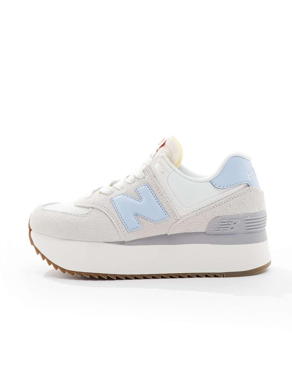 New Balance 574 sneakers in white with light blue detail Product Image