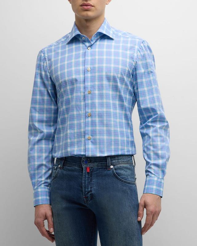 Mens Cotton Plaid Sport Shirt Product Image