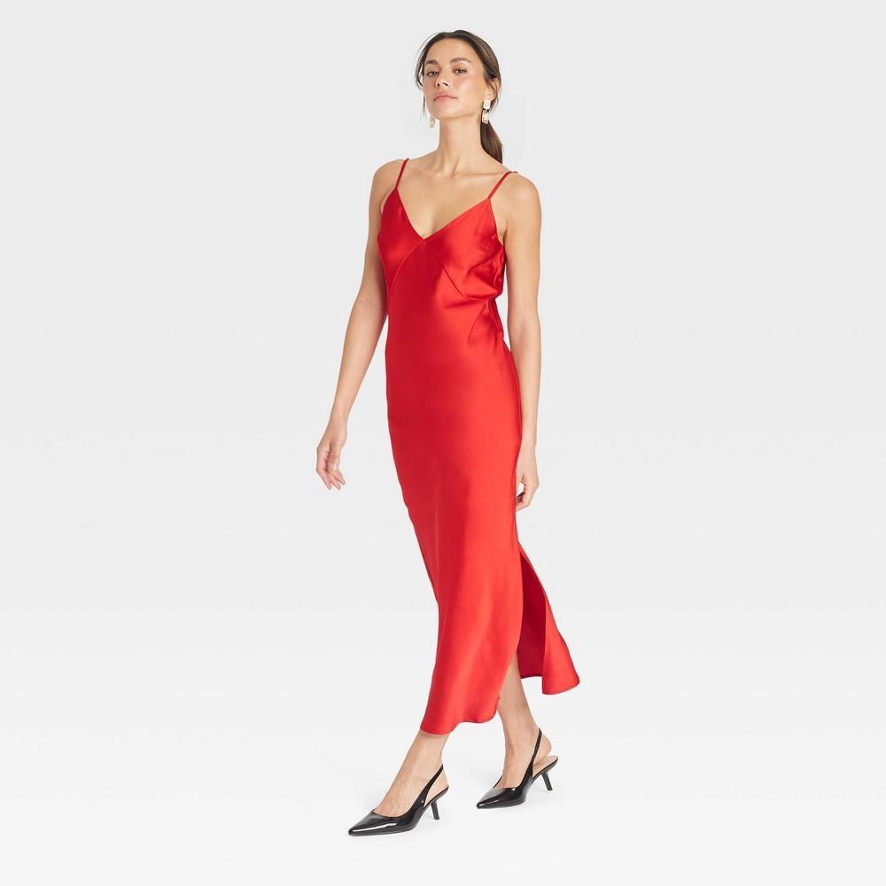 Womens Midi Slip Dress - A New Day Red M Product Image