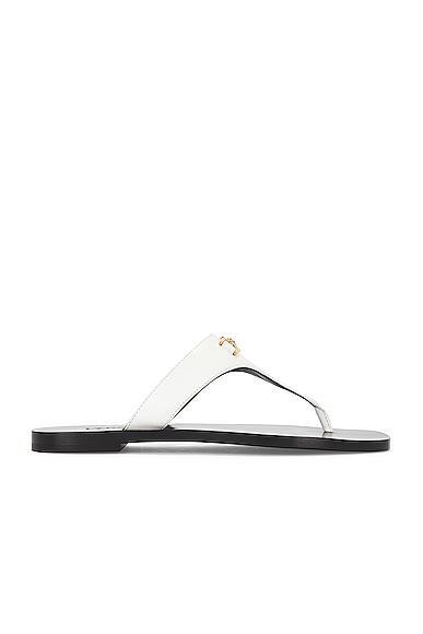 VERSACE Calf Leather Slides in White Product Image