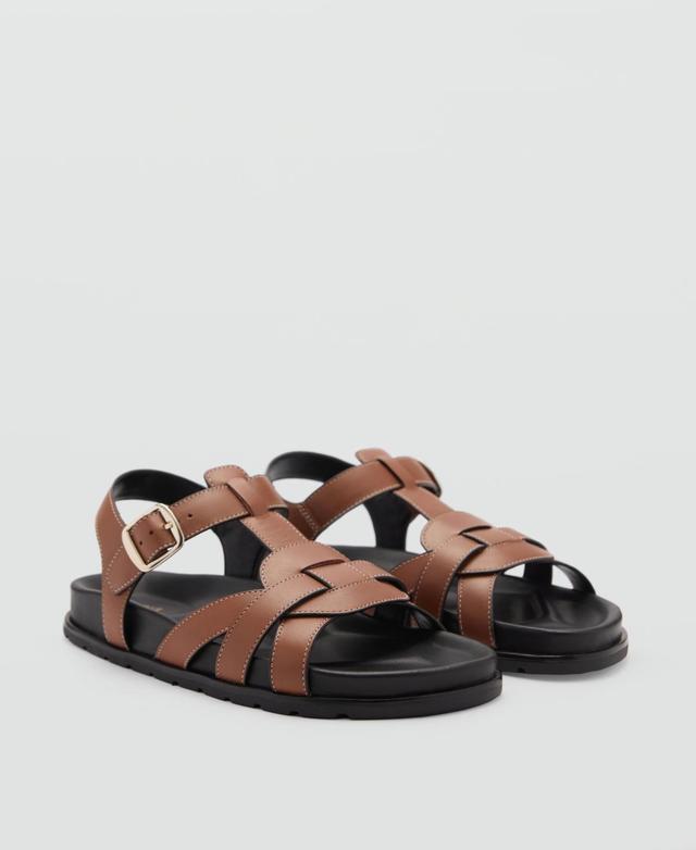 Mango Womens Leather Straps Sandals Product Image