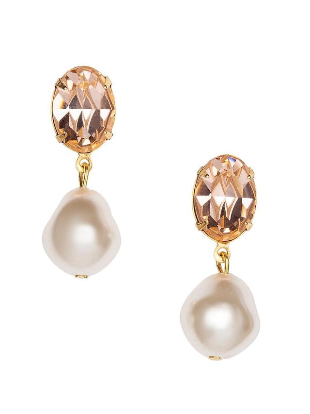 Womens Tunis 24K Gold-Plated, Crystal & Glass Pearl Drop Earrings Product Image