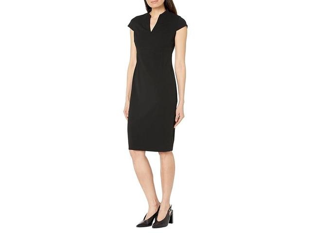 Calvin Klein Cap Sleeve V-Neck Scuba Crepe Sheath Women's Dress Product Image