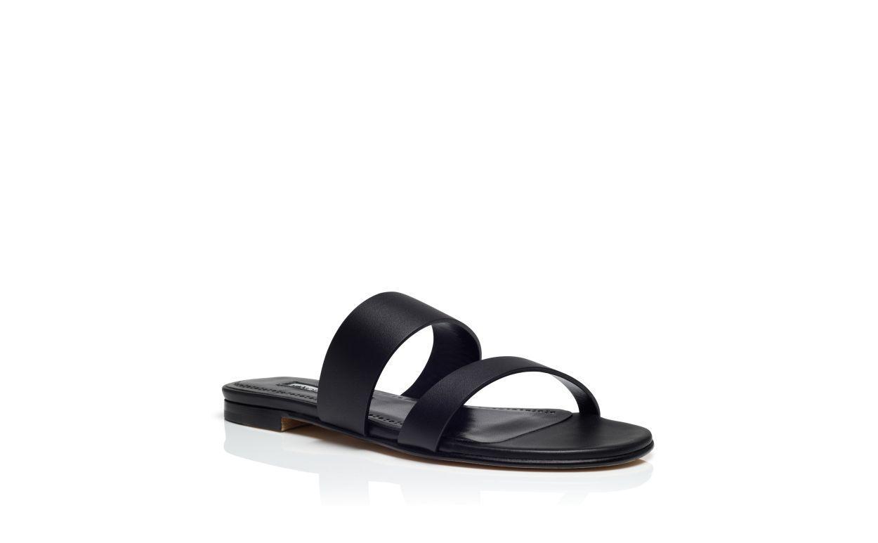 SERRATO Black Calf Leather Flat Sandals Product Image