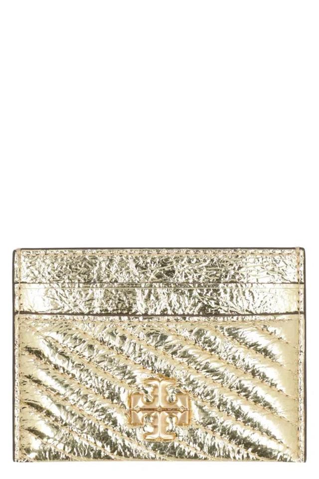 TORY BURCH Kira Metallic Leather Card Holder In Gold Product Image